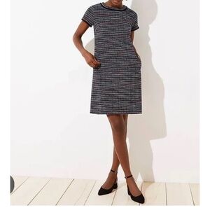 Loft Navy Multi Colored Tweed Mini Dress Size 4